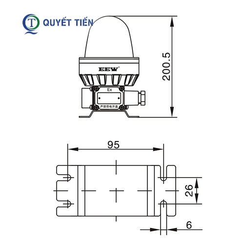 Kích thước của báo phòng chống nổ ESL100 EEW