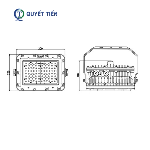 Kích thước của đèn pha led chống nổ 100W ELL601-100