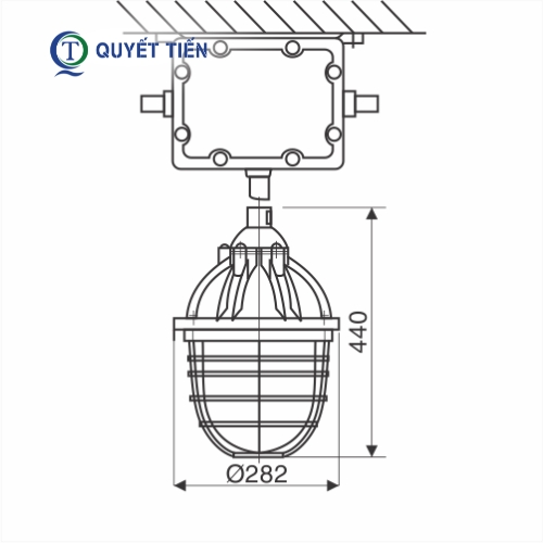 Kích thước của đèn phòng nổ BCD400