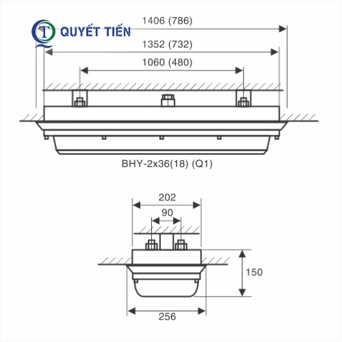 Kích thước của đèn phòng nổ BHY/Q1