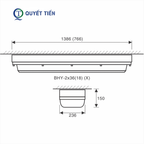 Kích thước của đèn phòng nổ BHY/X