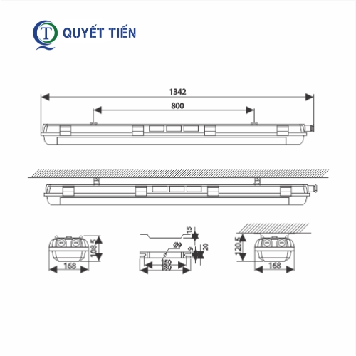 Kích thước của đèn phòng nổ BYS1x36W
